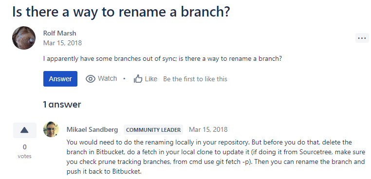 Bitbucket conversation for renaming branches