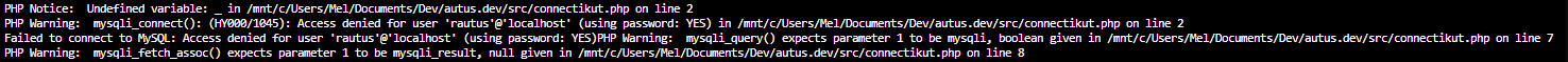 Snip of my dumb php connection error
